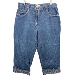 Christopher & Banks Womens Capri Jeans Cropped Cuffed Cotton Sz 14 Vintage Retro
